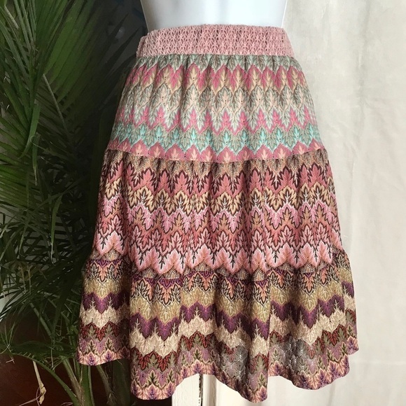 LAPIS midi skirt. Large boho feminine pink green - Picture 1 of 8